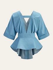 V-Neck Peplum Blouse