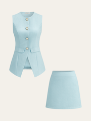 Tweed Pearl Blazer and Mini Skirt Set