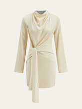 Cowl Neck Tie-Waist Dress