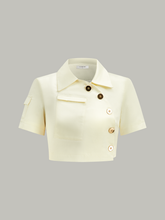 Asymmetric Button Cropped Blouse