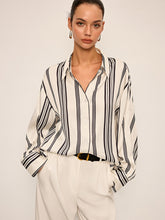 Oversized Satin Striped Shirt with Cut-Out Back Detail