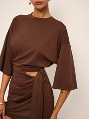 Half-Sleeve Cut-Out Mini Dress