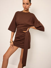 Half-Sleeve Cut-Out Mini Dress