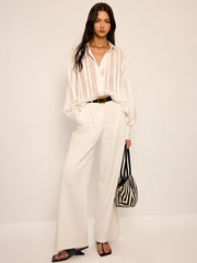 Sheer Striped Long-Sleeve Shirt