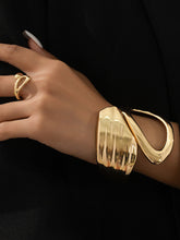 Asymmetric Gold Ring and Cuff Bracelet Set