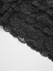 Semi-Sheer Lace Trim Pearl Button Top