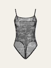 Sheer Meltaway Tank Top Scripted Bodysuit