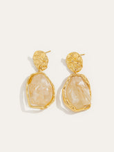 Golden Irregular Stone Earrings