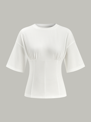 Cinched Waist Half Sleeve Top