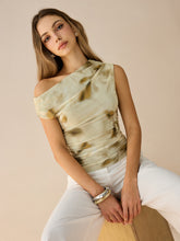 One-Shoulder Ruched Print Top