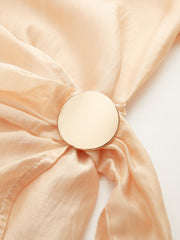 Semi-Sheer Metal Button Wrap Blouse