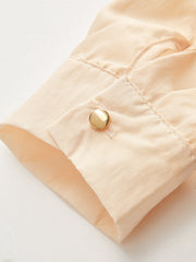 Semi-Sheer Metal Button Wrap Blouse