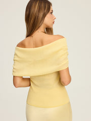 Off-Shoulder Ruched Knit Top
