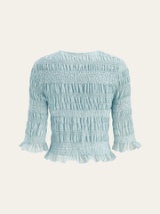 Ruched Ruffle Trim Blouse