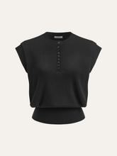 Cap Sleeve Button Cinched Knit Top