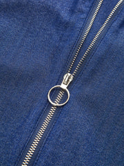 Denim Halter Neck Back Zipper Top