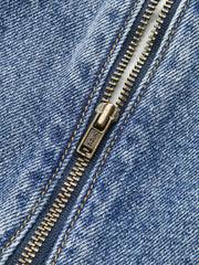 Denim Mid-Waisted Pleated Mini Skirt