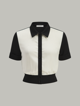 Color-Block Button-Front Blouse