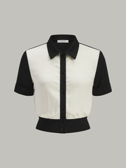 Color-Block Button-Front Blouse