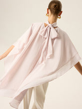 Semi-Sheer Chiffon High-Neck Tiered Cape Top