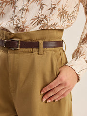 Belted Denim Mid-Waisted Shorts