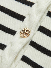 Cable Knit Trim Striped Vest