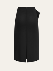 Metal Detail Asymmetric Midi Skirt