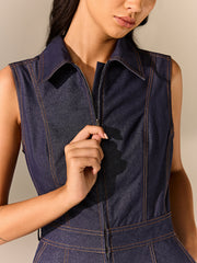 Denim Zipper Jumpsuit