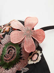 Semi-Sheer 3D Flower Embroidered Corset Top