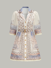 Semi-Sheer Buttoned Dress With Belt