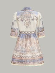 Semi-Sheer Buttoned Dress With Belt