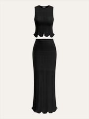 Wave Pattern Sleeveless Knit Top