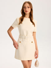 Metal Detail Belted Mini Dress