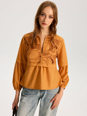 Cut-Out Embroidered Top