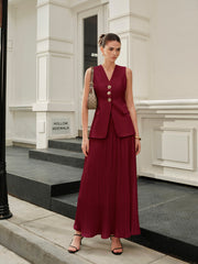 Mid-Waist Pleated Skirt