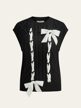 Cable-Knit Bow Cap Sleeve Vest