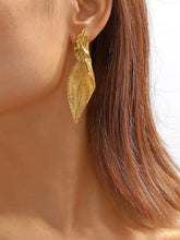 Golden Leaf-Shaped Drop Earrings
