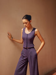 Cotton Blend Sleeveless Top and Pants Set
