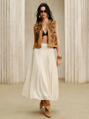 Semi-Sheer Chiffon Mid-Waist Maxi Skirt