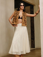 Semi-Sheer Chiffon Mid-Waist Maxi Skirt