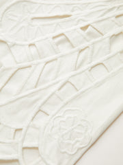Embroidery Cut-Out Wide-Leg Pants
