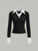 2 in 1 Contrast Collar and Cuff Shirt