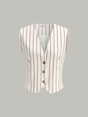 Belted Striped Shorts Set