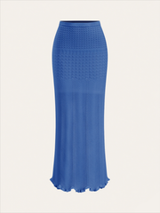 Wave Pattern Knit Maxi Skirt