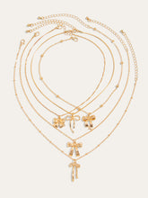 5pcs Bow Charm Necklace Set