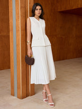 Elasticated Waist Pleated Midi Skirt