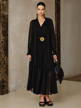 Chiffon Maxi Dresse Set with Scarf and Liner
