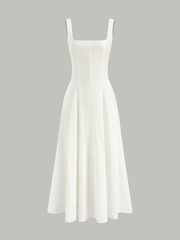 Cotton Maxi Dress with Lace-Up Back