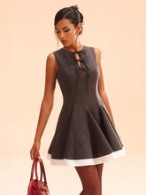 Bow-Tie Front Contrast Trim Mini Dress