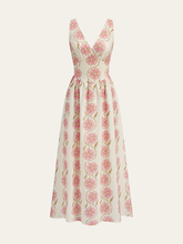 Floral Print V-Neck Backless Maxi Dress